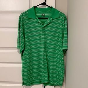 Men’s green and white Slazenger dry fit golf polo.
